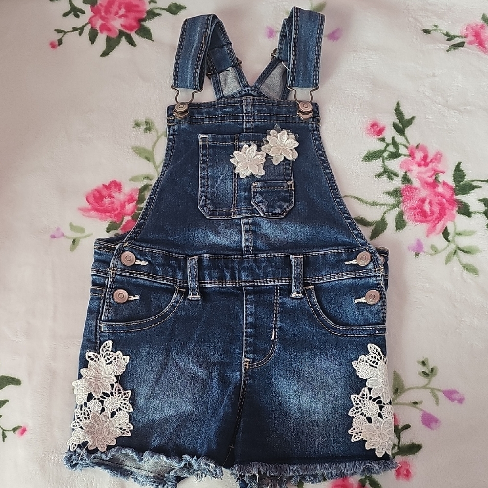 Denim Floral Kids Overalls